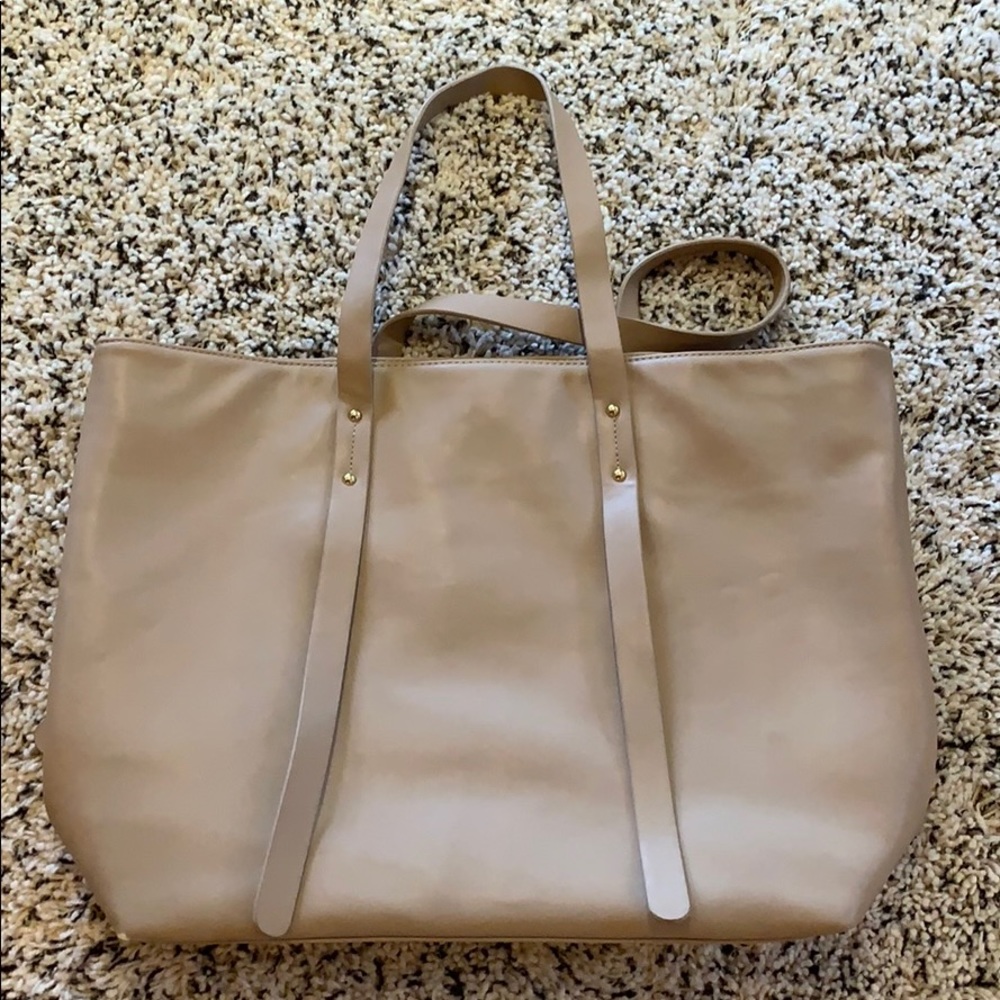 Neutral Faux Leather Forever 21 Tote